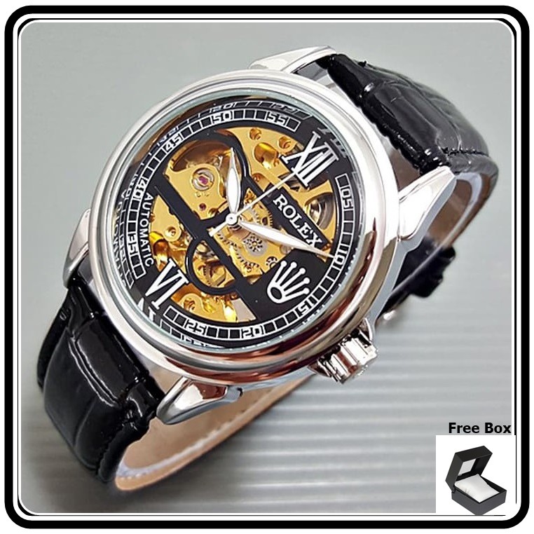 Jam Tangan Rolex Automatic Kulit Skeleton Tanpa Baterai Jam Tangan Pria Rolex Transparan Otomatis