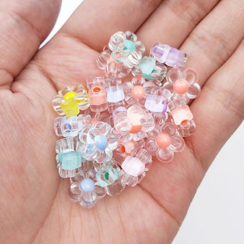 (50 pcs)Manik Manik Bulat Kristal Transparan Manik Akrilik Spacer Warna Warni Bening