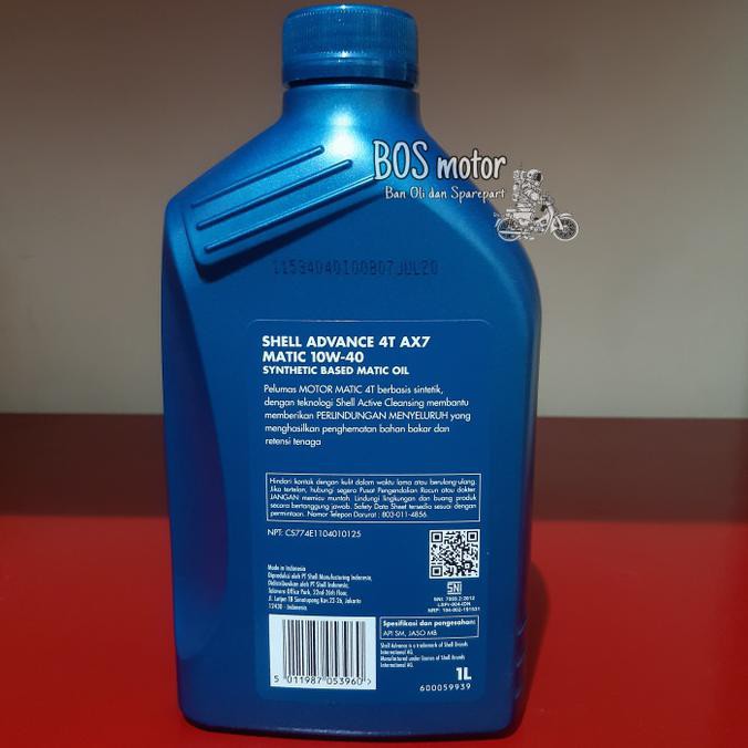 Shell Matic Ax7 1L . Oli Synthetic Motor Yamaha Nmax , Aerox