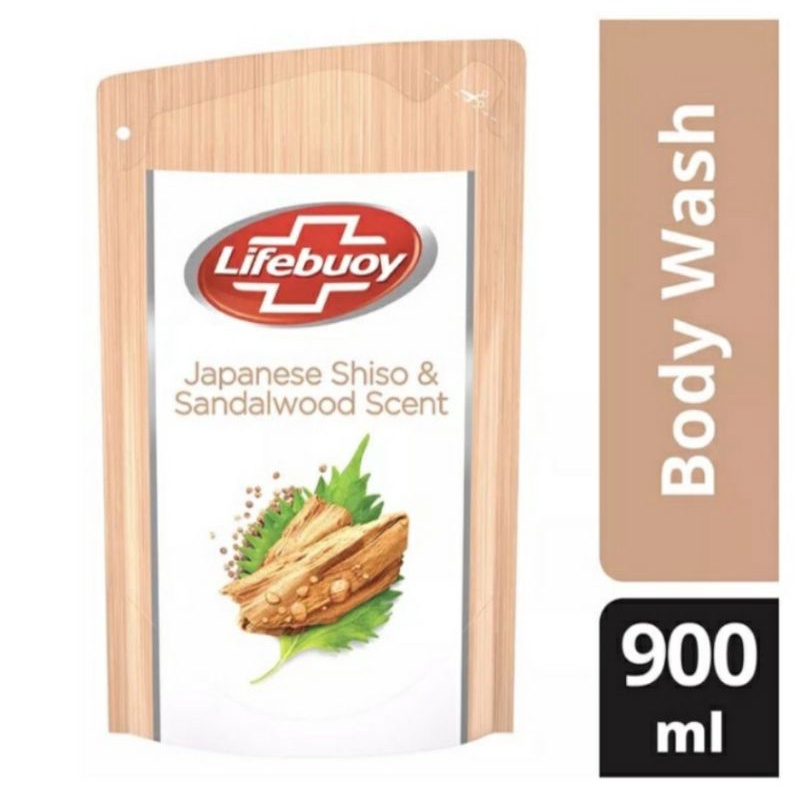 LIFEBUOY Sabun mandi cair antibakteri Shiso & sandalwood pouch 900 ml
