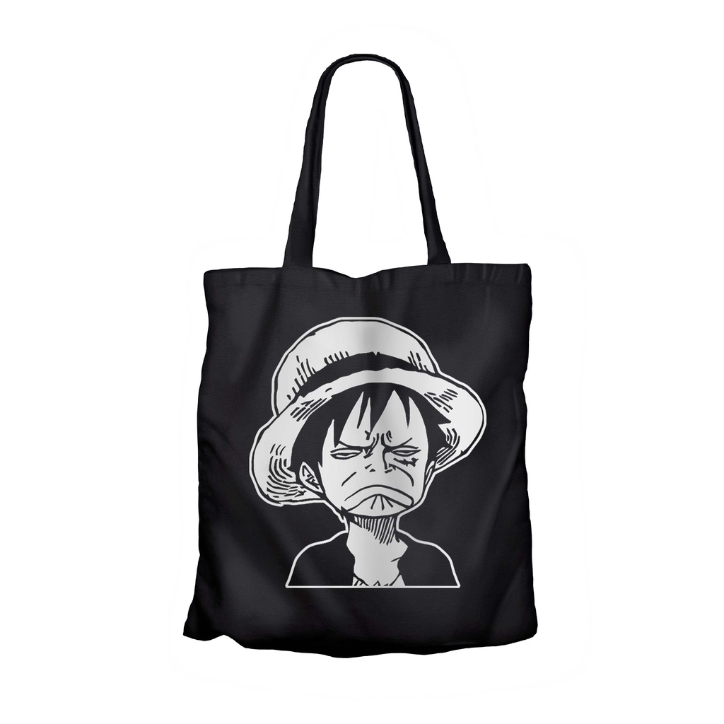 Tote bag anime LUFFY FROWN - ONE PIECE material canvas