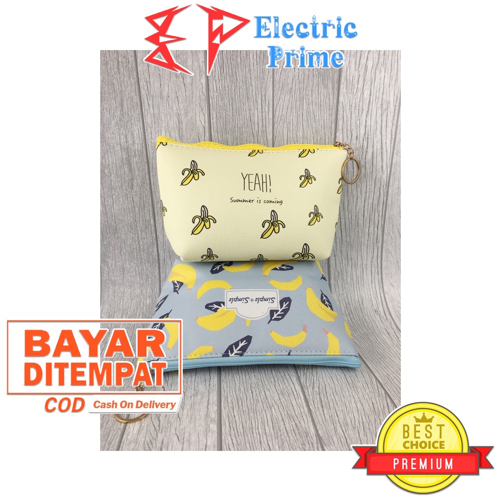 Pouch Tas Make Up Serbaguna Motif Buah Pisang Simple Ringan Tahan Air 0014