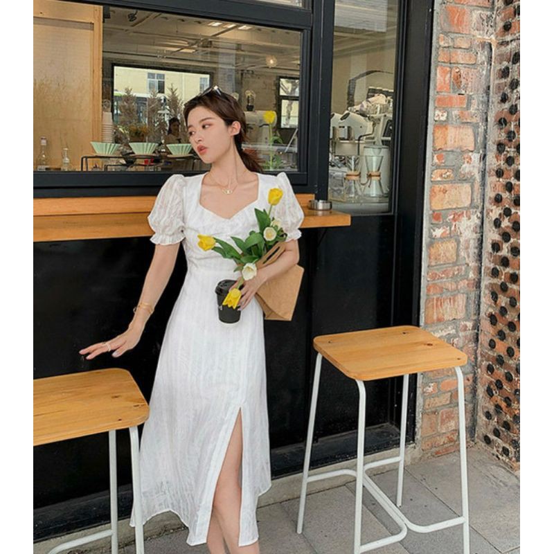 Dress Korea Vintage Lily Dress Kondangan Korean Style Baju Wanita Kekinian Prewedding Outfit