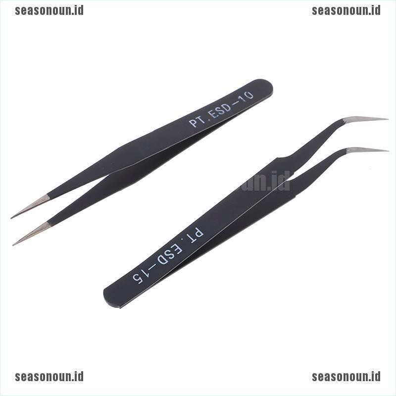 【sea】1PC Micro Point Curved Straight Tweezers Fine Tip Stainless Steel