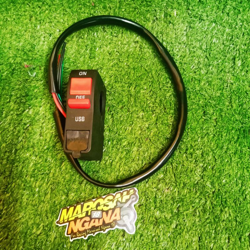 Saklar on off stang lampu plus usb charger saklar stang led motor marqsah racing