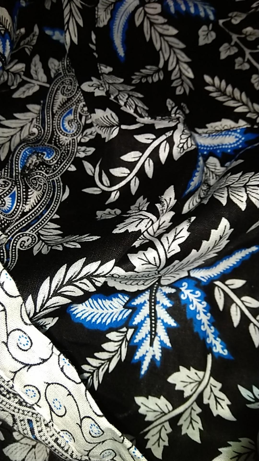 Ruzza Batik Anak Ukuran 0-15 Tahun Kemeja Motif Pari Blarak Biru Merah