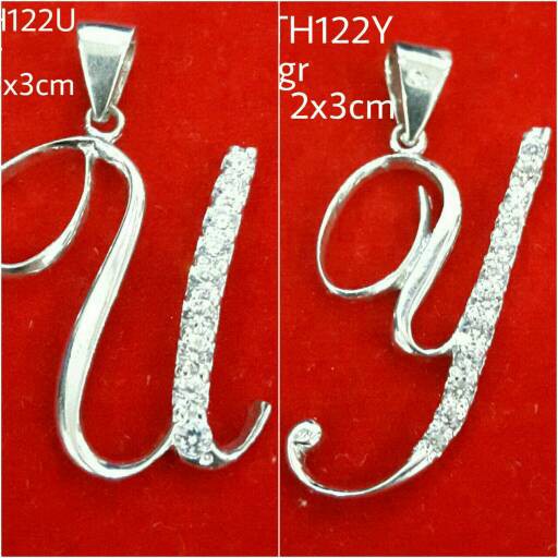 Liontin Inisial Nama Huruf U Y LT122 Kado Hadiah Silver Perak 925