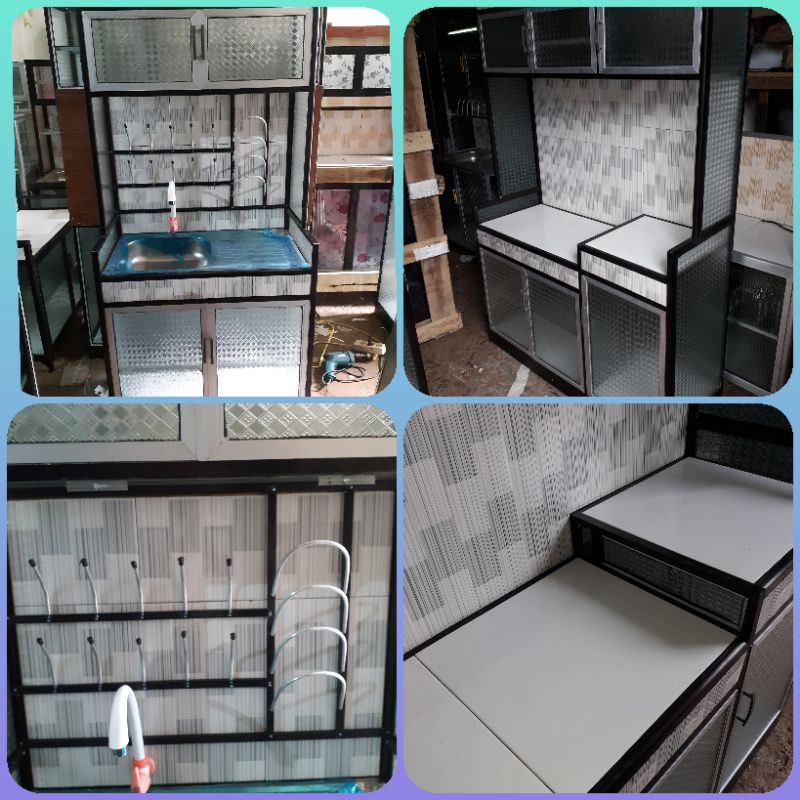 Meja kompor rak dan wastafel rak paket hemat