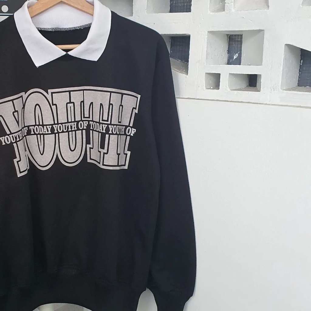 Youth Colar Sweater Pria Wanita Sweatshirt Kerah Trendy