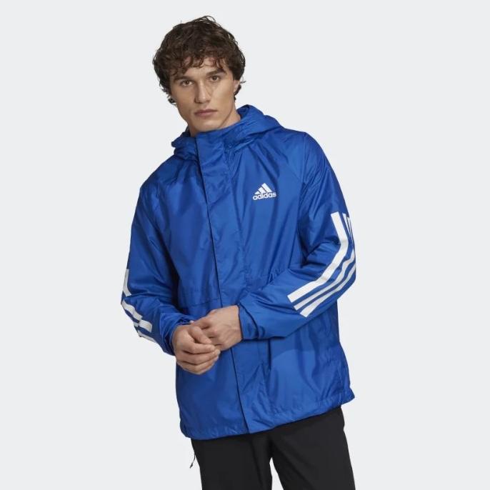 Adidas Men Blue Jacket 3 Stripes RDY Windbreaker 100% Original