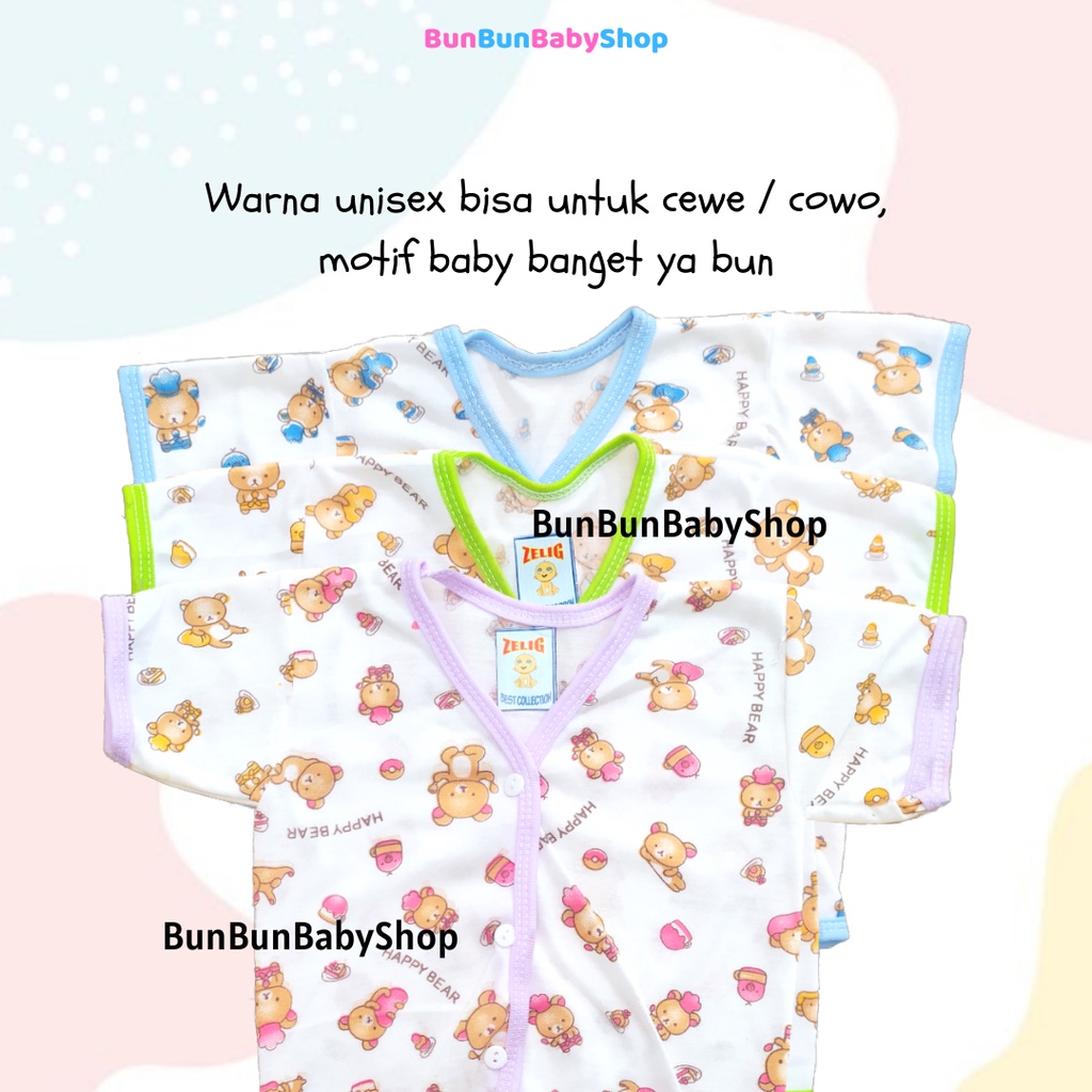 Baju Bayi Atasan Lengan Pendek Laki Perempuan Pakaian Baby Newborn Motif Unisex Perlengkapan Baru Lahir Peralatan Murah Bunbunbabyshop