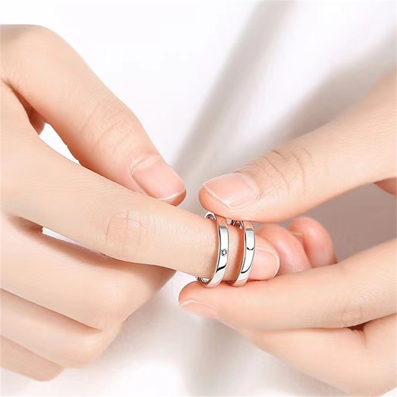 Cincin Bentuk Bulan Bintang Gaya Korea Untuk Pasangan