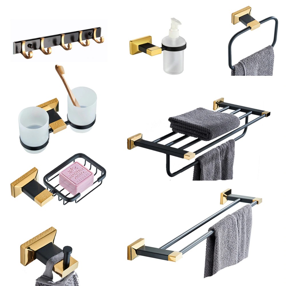 Solid Brass Toilet Brush Holder Bathroom Accessories Set Black Solid Brass Toilet Brush Holder Bathroom Accessories Set Black