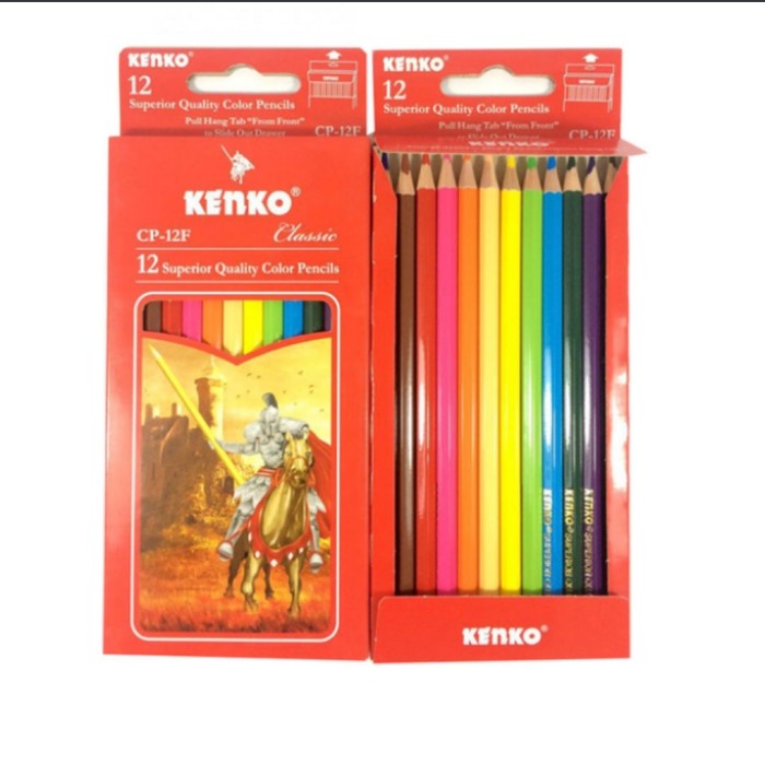 Pensil Warna Kenko 12 Color Pencil CP-12 Non Wood Erasable