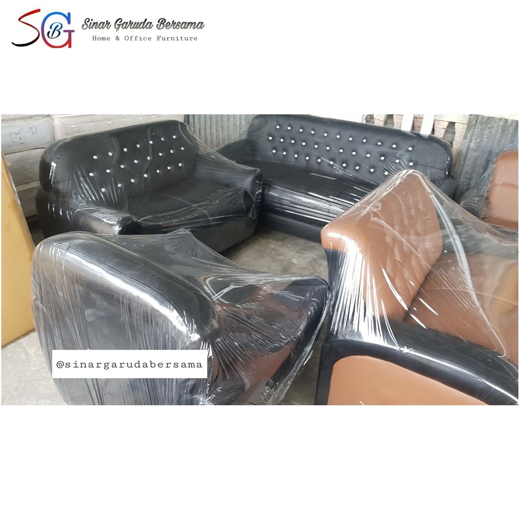 SOFA TAMU BLACK 321 / SOFA KELUARGA SOFA EMPUK HITAM 123