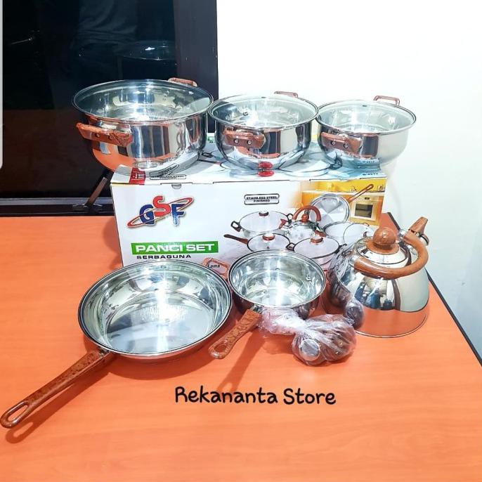 Panci Set Stainless Merk GSF 12 Pcs - Cookware Set 12 Pcs GSF 4212