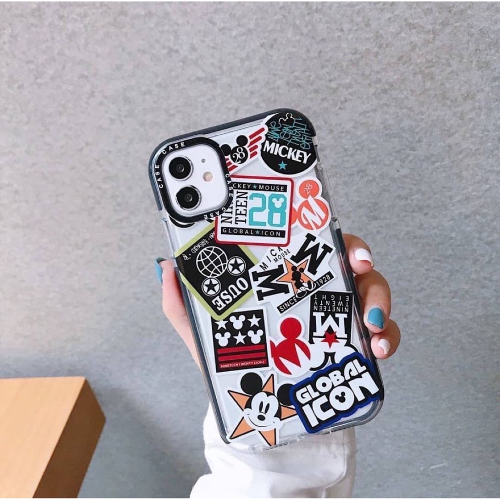 Case iPhone 7 8 7 Plus 8 Plus SE 2020 X XS XR Xs Max 11 11 Pro 12 12 Pro 12 Pro Max 13 13 Pro Max Casing Cute Micky Mouse Global Icon Hybrid Dove With pelindung kamera