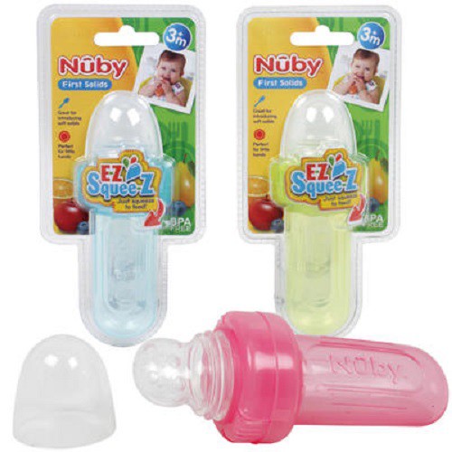 Nuby EZ Squeeze Mini Fruit and Food Feeder With Case 3m+