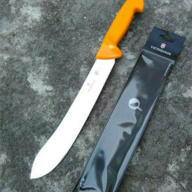 Pisau Sembelih Bullnose 25 cm Victorinox Swibo Butcher Knife 5.8436.25 Orange Handle Original Swiss