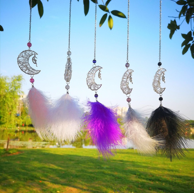 Gantungan spion Gantungan Dream Catcher Handmade Warna Putih untuk Kaca Spion Mobil Dream Catcher Car Pendant | Gantungan Pajangan Kaca Spion Tengah Mobi