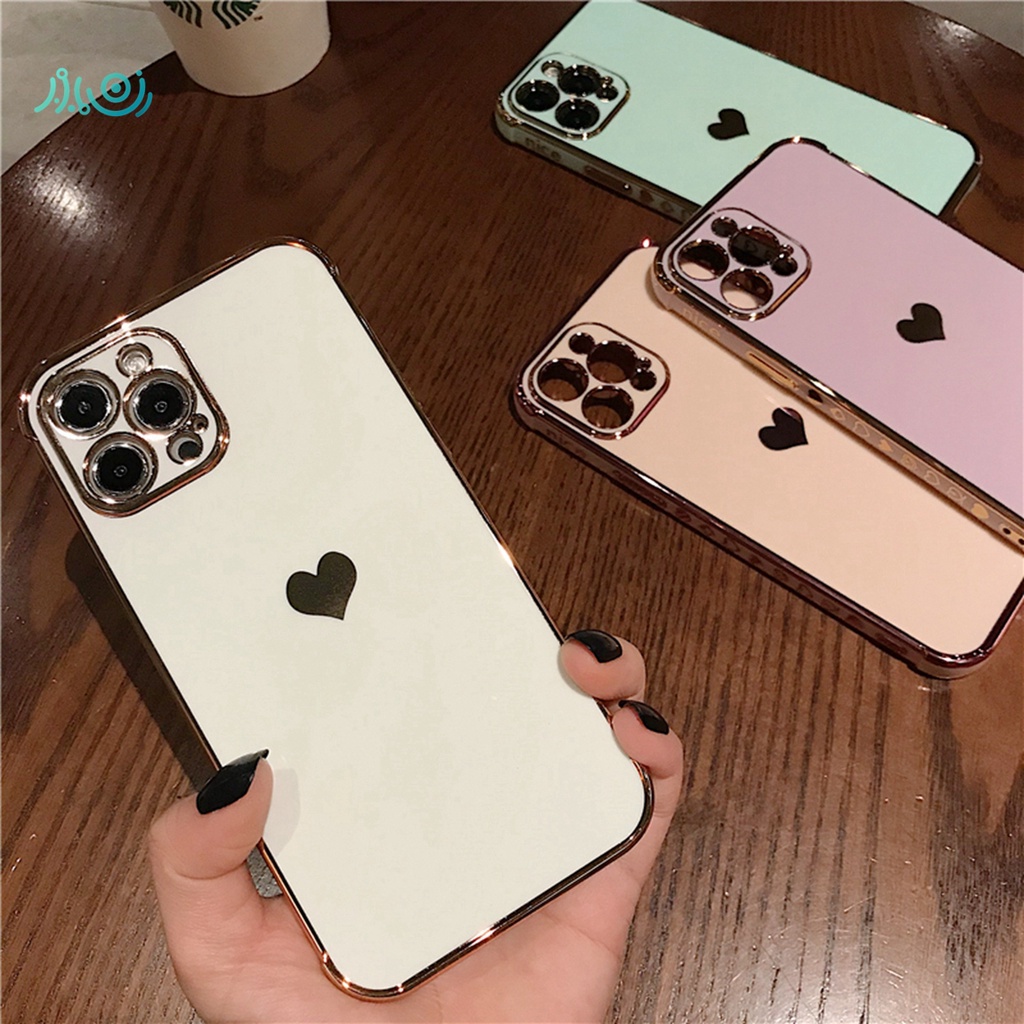 6D Plating phone case for iPhone X XS MAX XR 11 Pro 6+ 6s plus  Electroplated Love Heart silicone shockproof case camera protector back cover