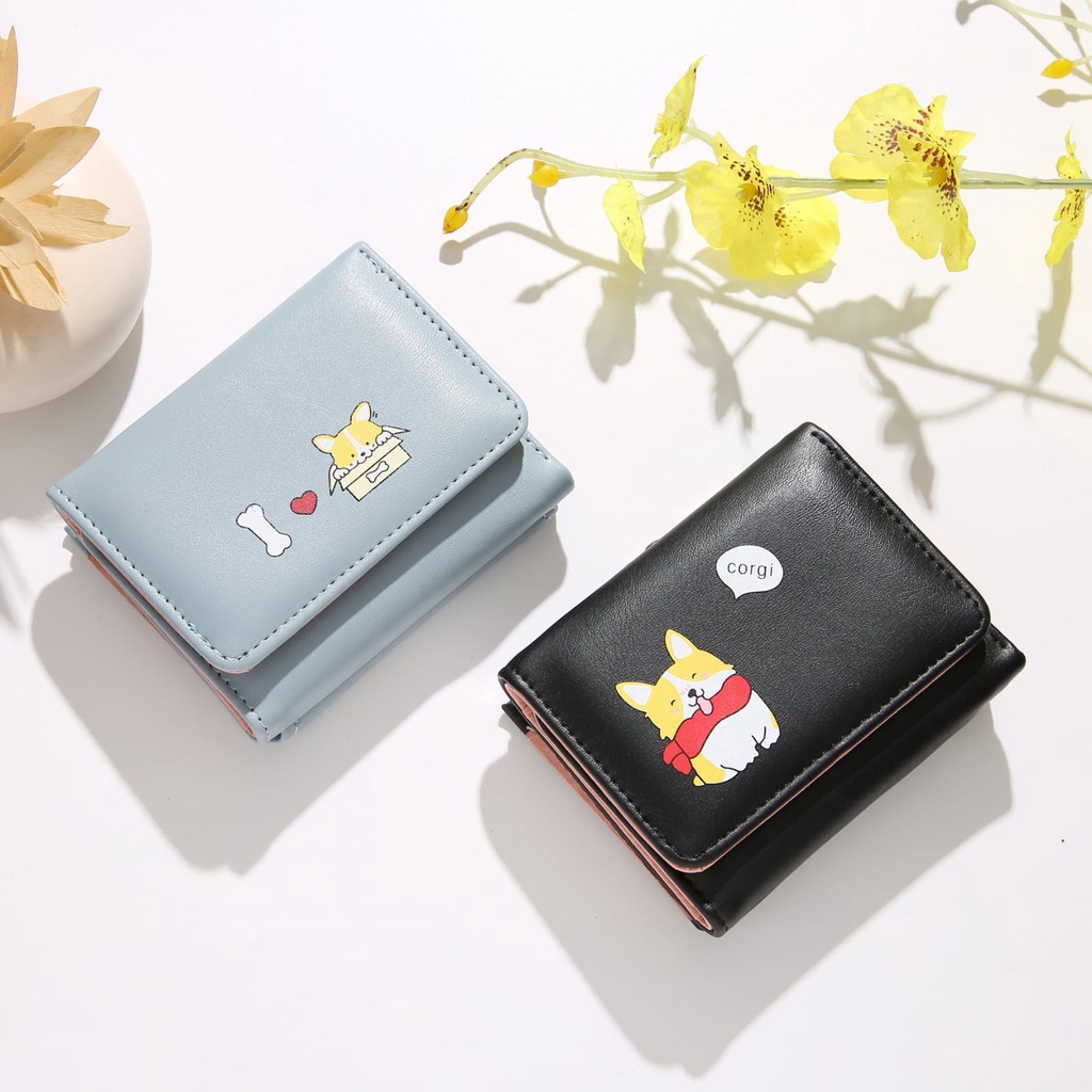New Dompet Lipat Mini A59 Wanita Motif Animal Lucu Bahan Pu Leather Import AFM
