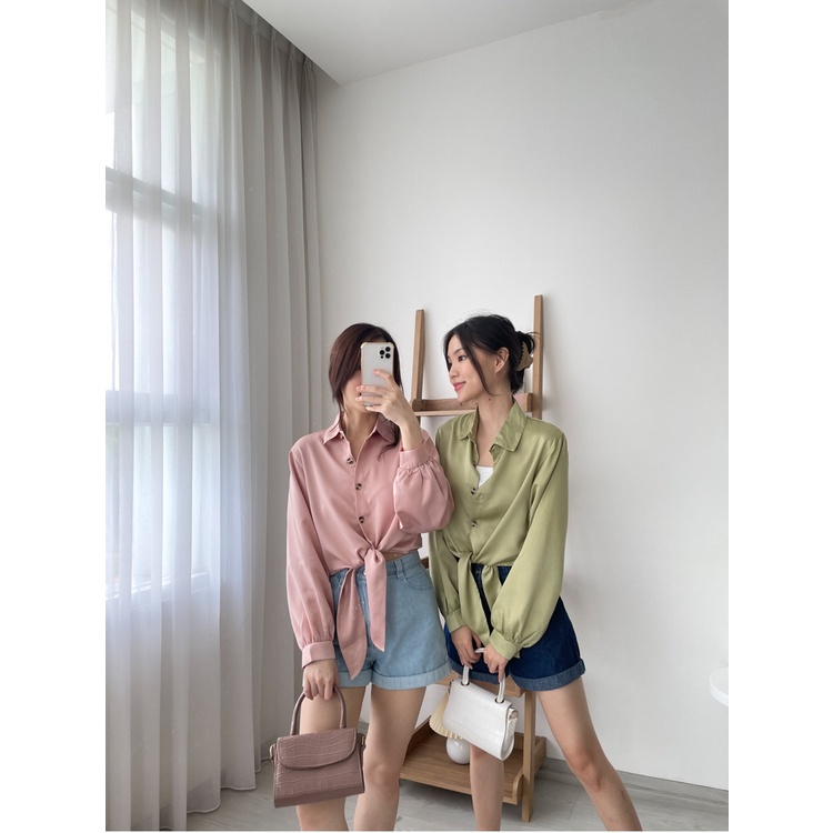 T-0407 Top Satin Premium Detail Pinggang Ikat