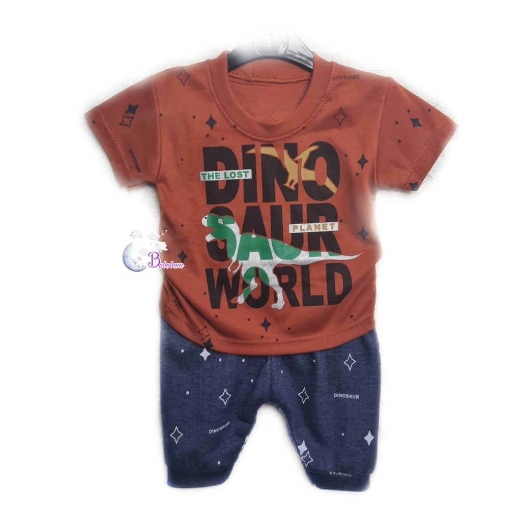 BOBOBAM BAJU BAYI LAKI LAKI  SETELAN ANAK COWO LUCU STELAN COWOK  6 12 BULAN  KEREN TRENDY KEKINIAN DINO DINOSAURUS HEWAN