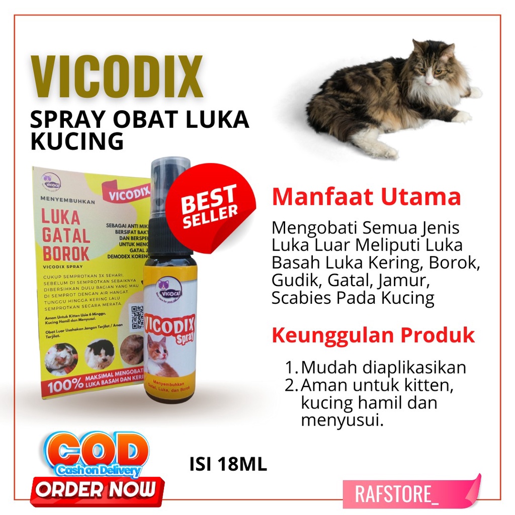 VICODIX Obat Luka Luar Lucing aman untuk kitten kucing hamil dan menyusui - obat koreng dan gatal ku