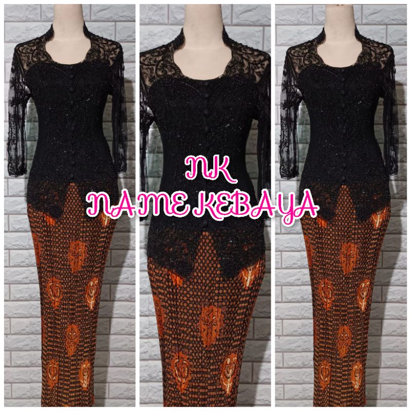 set kebaya wisuda kebaya hitam lengan 7/8 kebaya kerah sunda kebaya abg