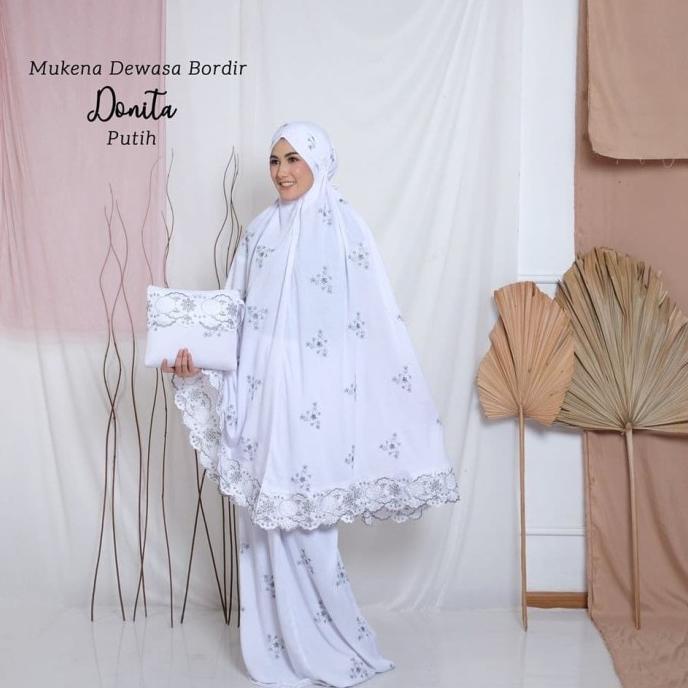 Mukena Dewasa Bordir Donita Putih