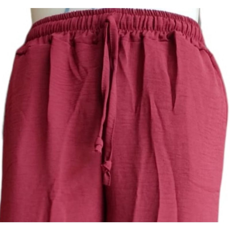 WIDI PANTS KULOT PREMIUM / KULOT CRINGKLE / KULOT UNIQLO-Maroon CRINGKLE