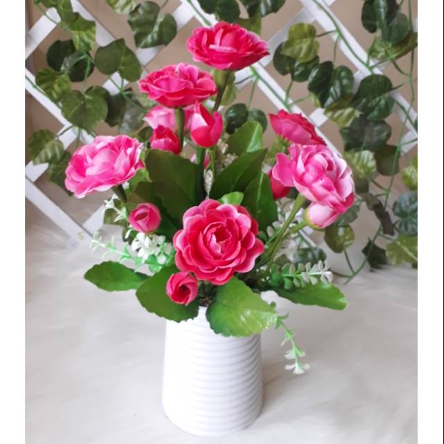 bunga shabby chic pot ulir pendek