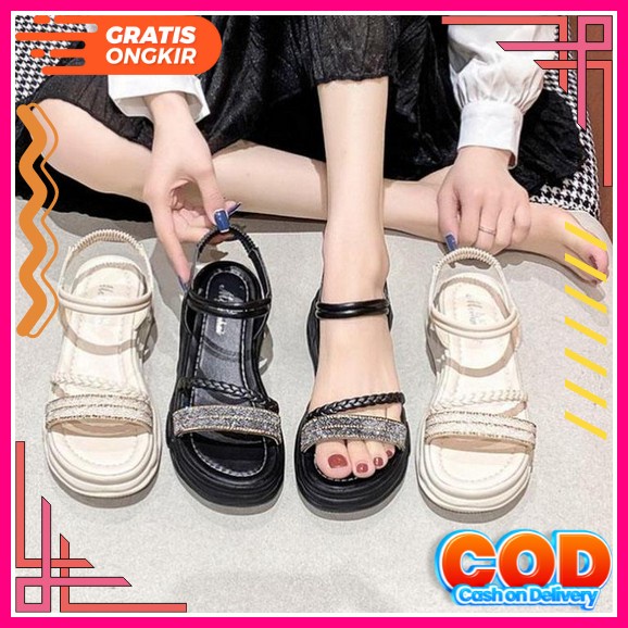 Cod [ Bayar Ditempat ] 181 Restock Sepatu Slip On Wedges Wanita Sepatu Korea Style Import Sendal Wan