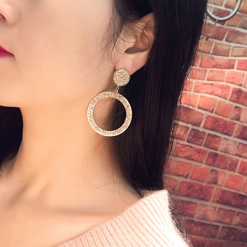 Anting Tusuk Sterling Silver 925 Model Bulat Dengan Berlian Imitasi Untuk Wanita