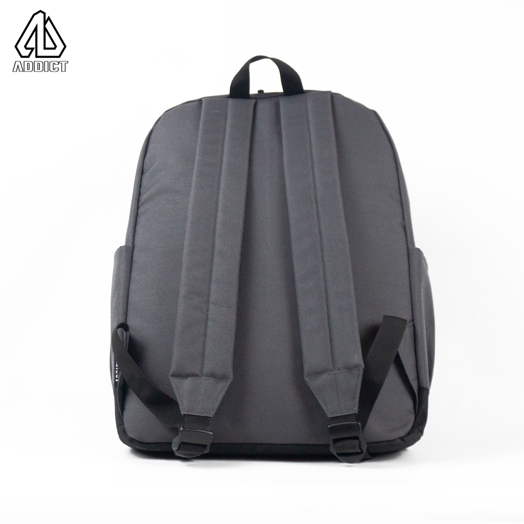 Tas Backpack Grey Black | Tas Pria | Tas Laptop | Tas Sekolah | Tas Punggung ADDICT Original