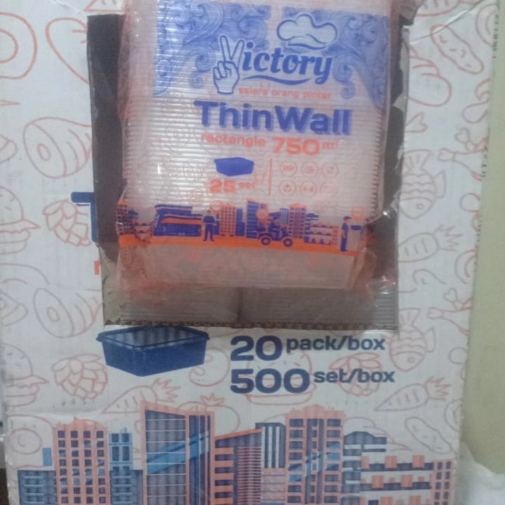 Thinwall/kotak makan 750ml Victory eceran 5pcs