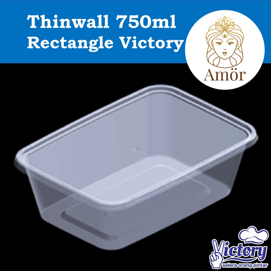 Thinwall 750ml rectangle victory / kotak makan bekal plastik persegi panjang 750 ml