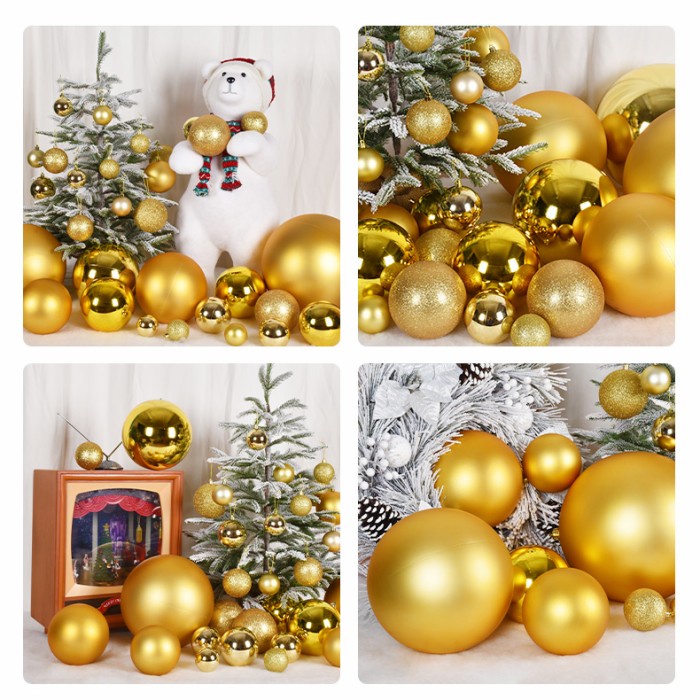 [ 3cm 4cm 5cm 6cm 8cm ] Bola Natal Kecil Besar Jumbo Dekor Natal Murah Bola Merah Emas isi 6 GROSIR Bola Natal Murah