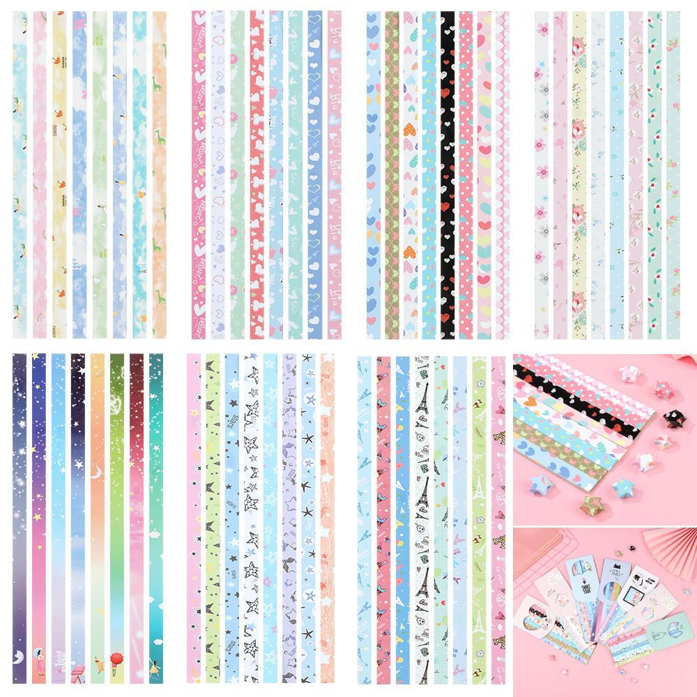 Nanas 1set/136Pcs Kertas Strip Hadiah Satu Sisi Best Wishes DIY Kerajinan Mix-Warna Set Origami