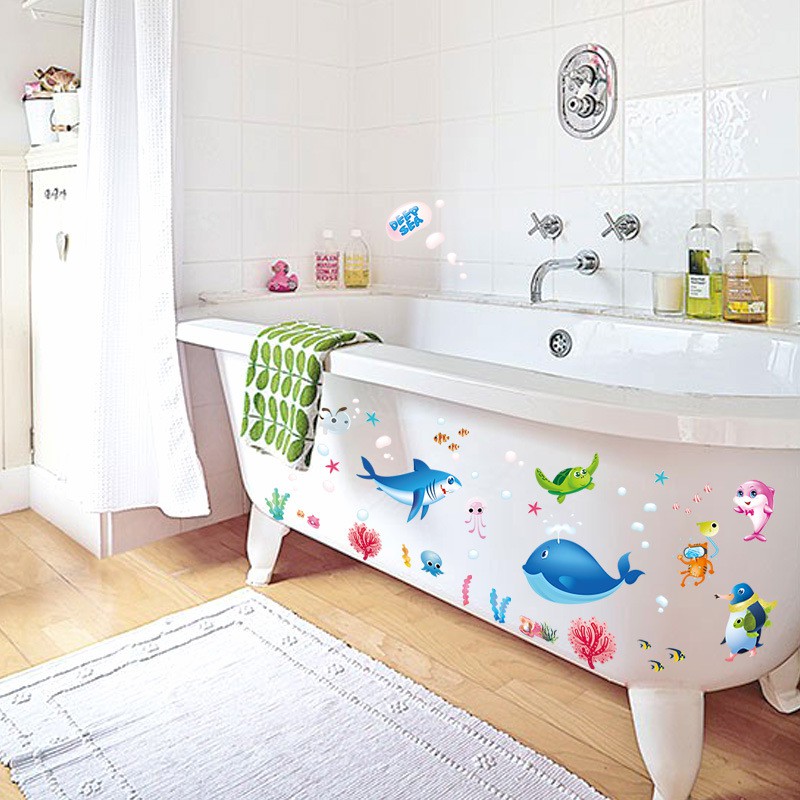 Reliza Wall Sticker Ikan Kamar Mandi Fish Toilet Shark Paus Stiker Dinding 7225