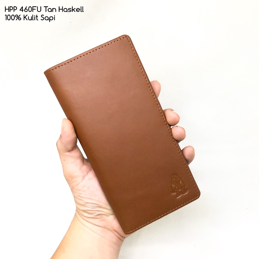 dompet pria hushpuppies 460FU tan vintage haskell kulit sapi asli dompet panjang