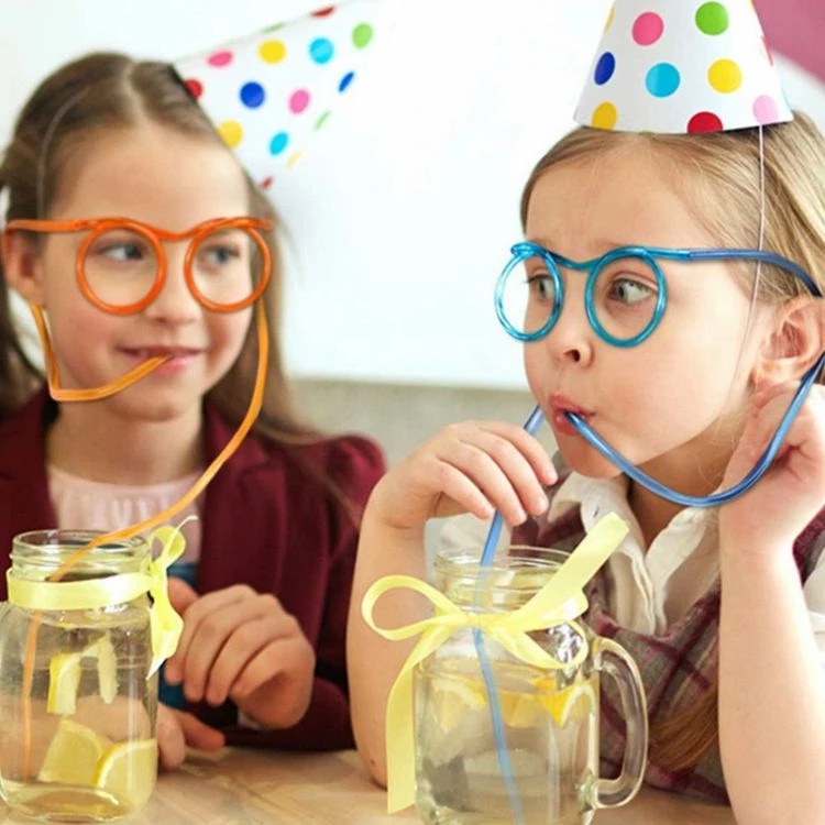 [Sedotan Kacamata Warna-warni Lucu] [Sedotan Pengaman yang Dapat Digunakan Kembali] [Sedotan Minum Anak, Mainan Anak] [Perlengkapan Pesta Kreatif dan Menarik]