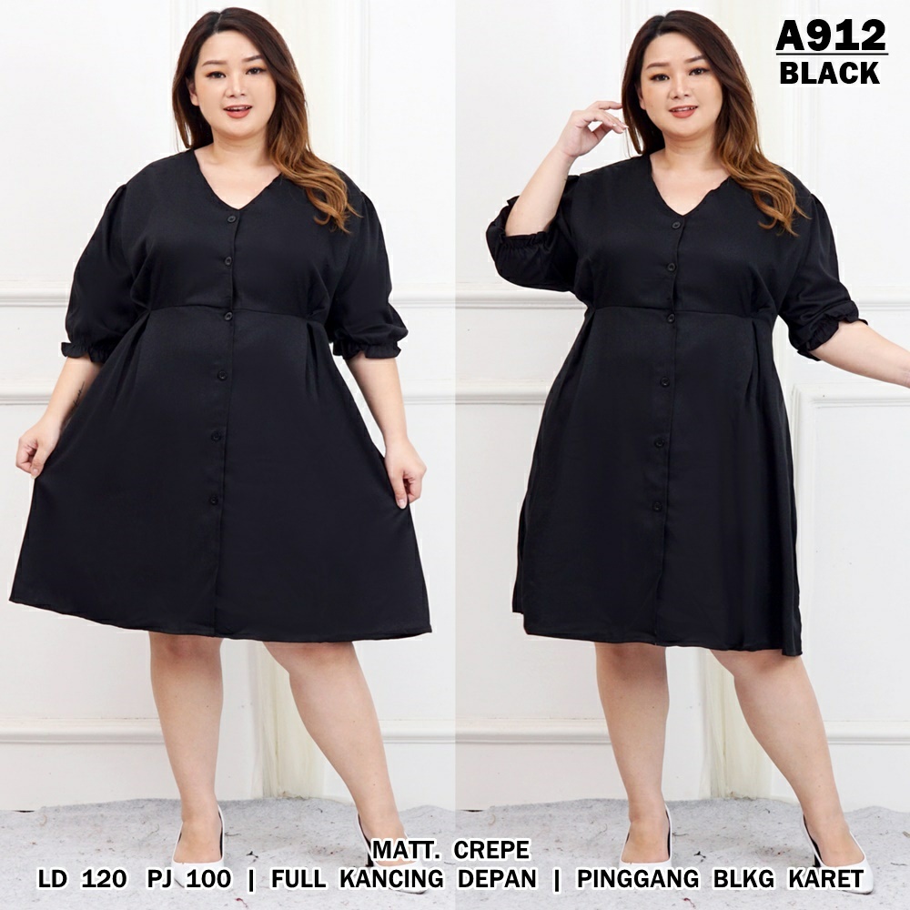 WSE390 - Dress Olin BIG SIZE Mosscrepe UK XXXL LD 120 CM PJ 100 CM Dress Wanita Jumbo 3XL PREMIUM QUALITY