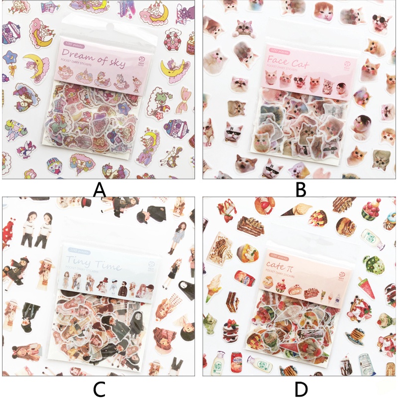 100pcs Stiker Motif Kartun Untuk Dekorasi Diary / Scrapbook Diy