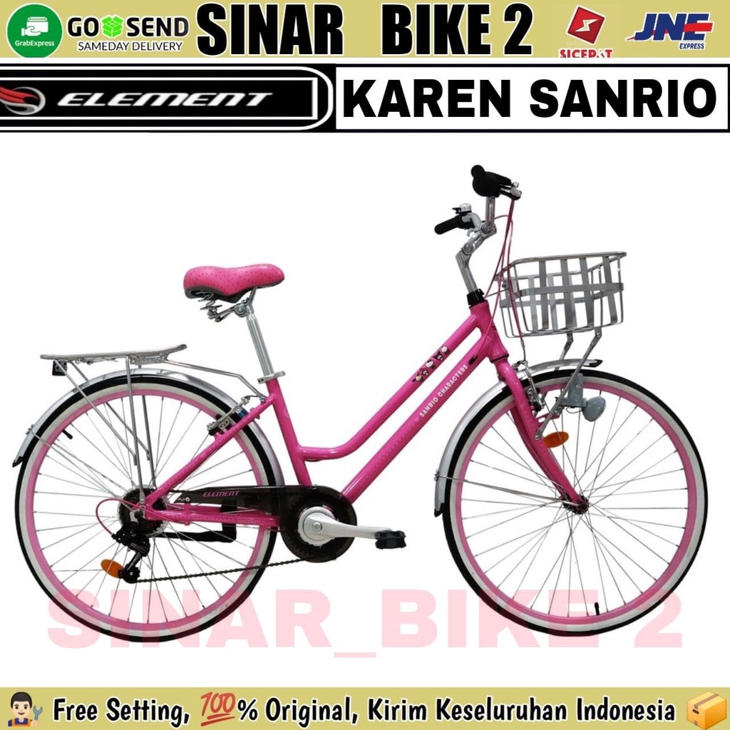 Sepeda Keranjang Dewasa 26 Inch ELEMENT Karen Sanrio 7 Speed