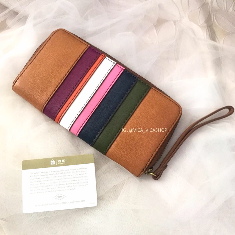 Dompet Fossil Jori RFID Zip Clutch Original