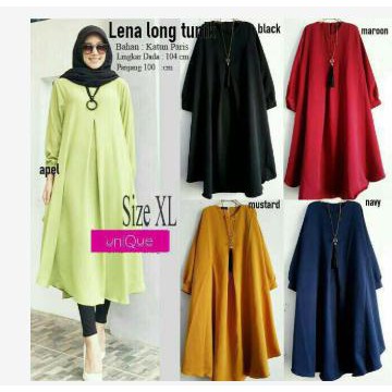 FASHION LK343 LENA LONG TUNIK ADEM DAN NYAMAN DIPAKAI NO.86 - HITAM EKSTRA