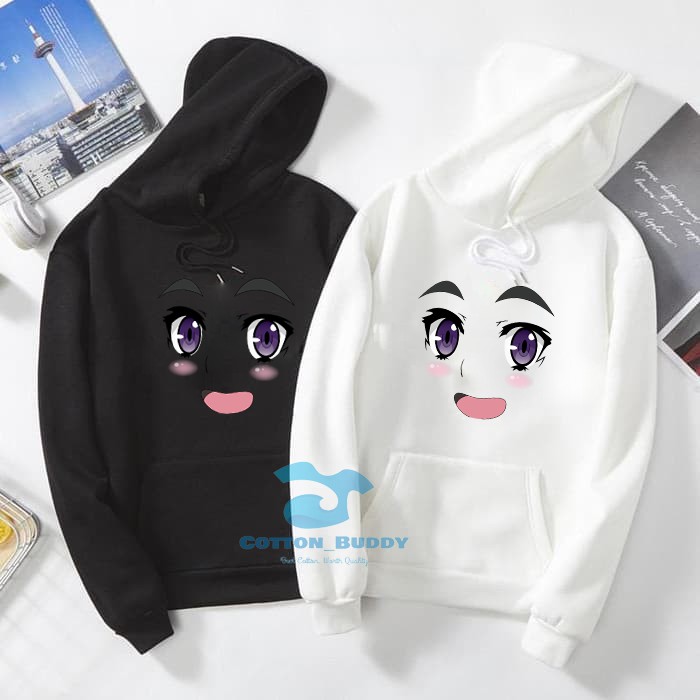 SWEATER HOODIE KAWAI FACE JAKET ANIME WIBU MUKA MANGA FULL COLOUR