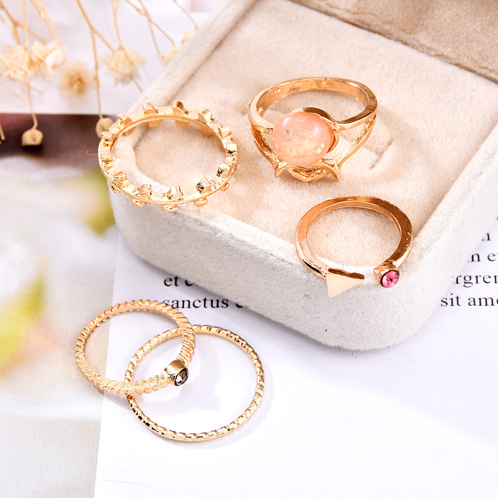 [5Pcs] Cincin Sendi Jari/Knuckle Wanita Bentuk Segitiga Warna